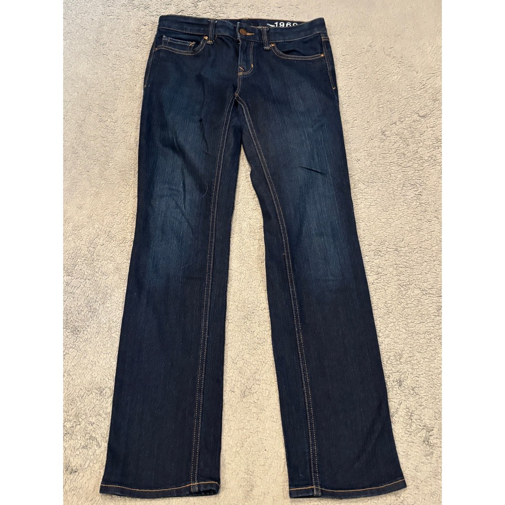 Gap 1969 Real Straight Jeans Womens 26R Dark Wash Denim Stretch Pants 364618-00